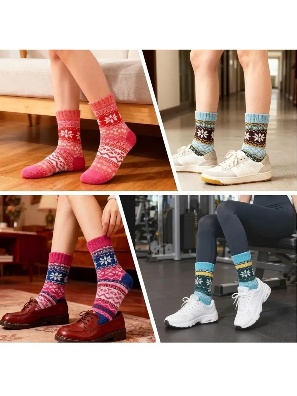 Vibrant Womens Wool-look Patterned Socks Set